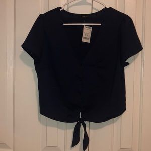 Blue Tie Blouse